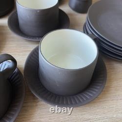 Vintage Dansk Denmark Dark Brown Flamestone Fluted Chocolate Coffee Set