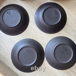 Vintage Dansk Denmark Dark Brown Flamestone Fluted Chocolate Coffee Set