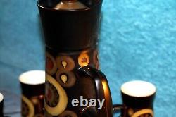 Vintage Denby 1970' Arabesque Stoneware Coffee Set of 6 cups, saucers, coffee pot