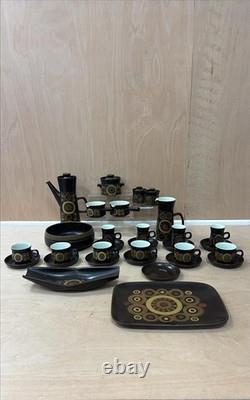Vintage Denby Arabesque 1970s Coffee & Tableware Set 24 Pieces Retro Stoneware