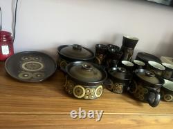 Vintage Denby Arabesque Brown Stoneware Coffee Set 1970s Dinner Tea Coffee