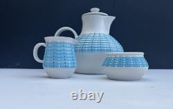 Vintage Denby Burlington Blue Coffee Pot Set 1950s Designed A Colledge RARE