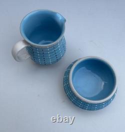 Vintage Denby Burlington Blue Coffee Pot Set 1950s Designed A Colledge RARE