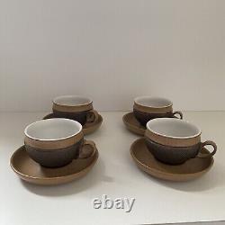 Vintage Denby Cotswold Acorn Brown Breakfast Tea Set Cups, Plates, Jugs, Bowls
