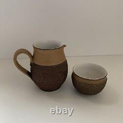 Vintage Denby Cotswold Acorn Brown Breakfast Tea Set Cups, Plates, Jugs, Bowls