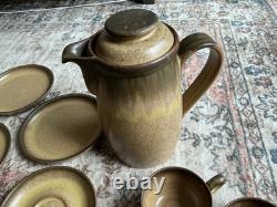 Vintage Denby Stoneware 26-Piece Coffee Tea Set Brown Mustard Speckle