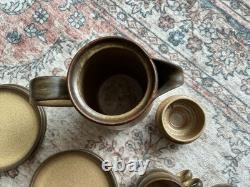 Vintage Denby Stoneware 26-Piece Coffee Tea Set Brown Mustard Speckle