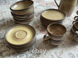 Vintage Denby Stoneware 26-Piece Coffee Tea Set Brown Mustard Speckle