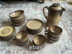 Vintage Denby Stoneware 26-Piece Coffee Tea Set Brown Mustard Speckle