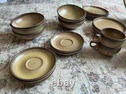 Vintage Denby Stoneware 26-Piece Coffee Tea Set Brown Mustard Speckle