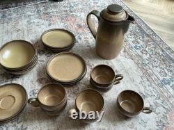 Vintage Denby Stoneware 26-Piece Coffee Tea Set Brown Mustard Speckle Vintage Denby Stoneware 26-Piece Coffee Tea Set Brown Mustard Speckle