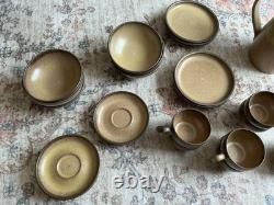 Vintage Denby Stoneware 26-Piece Coffee Tea Set Brown Mustard Speckle