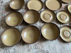 Vintage Denby Stoneware 26-Piece Coffee Tea Set Brown Mustard Speckle
