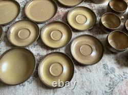 Vintage Denby Stoneware 26-Piece Coffee Tea Set Brown Mustard Speckle