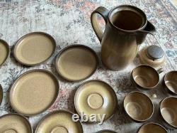 Vintage Denby Stoneware 26-Piece Coffee Tea Set Brown Mustard Speckle