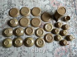 Vintage Denby Stoneware 26-Piece Coffee Tea Set Brown Mustard Speckle