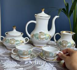 Vintage Dovbysh Porcelain Coffee Set USSR Hand Painted Floral Soviet Collectible
