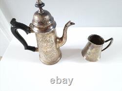 Vintage EPNS Silver Plated Coffee Set With Engraved Detail Teapot Milk Pot