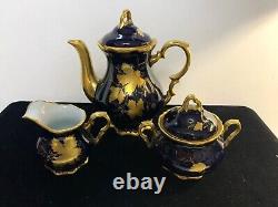Vintage Echt Cobalt & Gold Waldershof Bavaria Handarbeit Demitassee Coffee Set