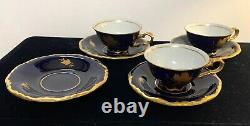 Vintage Echt Cobalt & Gold Waldershof Bavaria Handarbeit Demitassee Coffee Set