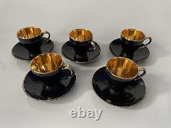 Vintage Empire England Black & Gold Coffee Set