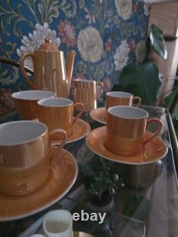 Vintage Empire Ware Orange Lustre Coffee Set England 35 1930s-50s