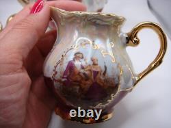 Vintage Empress By Haruta Japan Demitasse Coffee Set Courting Couple Burgundy