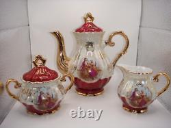 Vintage Empress By Haruta Japan Demitasse Coffee Set Courting Couple Burgundy