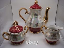 Vintage Empress By Haruta Japan Demitasse Coffee Set Courting Couple Burgundy