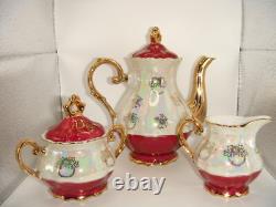 Vintage Empress By Haruta Japan Demitasse Coffee Set Courting Couple Burgundy