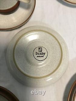 Vintage English Denby Potters Wheel 21 Piece Traditional Stoneware Coffee Set