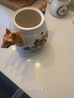 Vintage English Pottery Fox-Head Tea/Coffee Set Teapot, Pitcher, Jug & Sugar