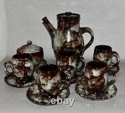 Vintage Ewenny Pottery Wales Twisty Handled Coffee Set