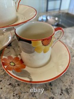 Vintage FLORAL Susie Cooper Grays Hand Painted Coffee Cup Saucer 8166 x 3 Sets