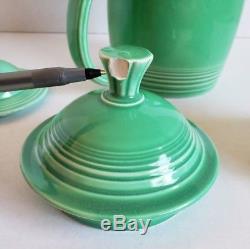 Vintage Fiesta Ware green Coffee pot stick handle creamer sugar bowl set lot 3pc