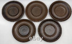 Vintage Finland Arabia Ruska Cups & Saucers Set of 5 Chocolate Brown Stoneware