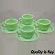 Vintage Fire King Jadeite Green Oven Ware Coffee Cup And Saucer Set Of 4