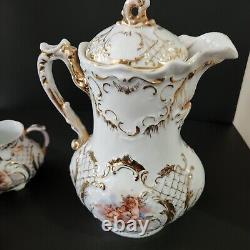 Vintage French Porcelain Gilded Putti Figures Coffee Tea Set