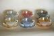 Vintage French Opaline Coffee Set 6 Cups Rainbow Tea Opalescent Harlequin