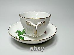 Vintage German Meissen Green Ming Dragon Porcelain Coffee Cup Saucer Set 1st. Q