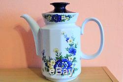 Vintage German Porcelain Mitterteich Bavaria Tea Coffee Service Set Floral Blue