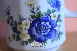 Vintage German Porcelain Mitterteich Bavaria Tea Coffee Service Set Floral Blue