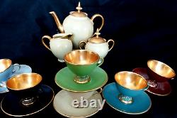 Vintage Gold Harlequin Coffee Espresso Set Fiorentine Hand Made Italy