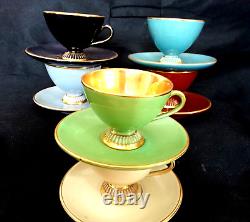 Vintage Gold Harlequin Coffee Espresso Set Fiorentine Hand Made Italy