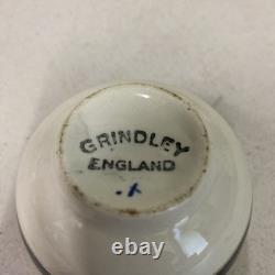 Vintage Grindley England Blue Gold Espresso Coffee Set China Art Deco