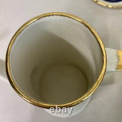 Vintage Grindley England Blue Gold Espresso Coffee Set China Art Deco