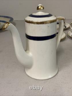 Vintage Grindley England Blue Gold Espresso Coffee Set China Art Deco