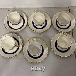 Vintage Grindley England Blue Gold Espresso Coffee Set China Art Deco