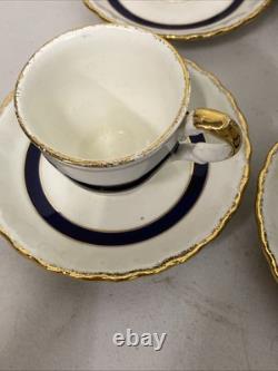 Vintage Grindley England Blue Gold Espresso Coffee Set China Art Deco Vintage Grindley England Blue Gold Espresso Coffee Set China Art Deco