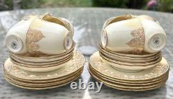 Vintage Hammersley Bone China Coffee Set for 12, Cream with Gilt Lace, 52 Pieces